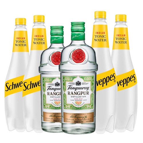 Case of 6 with Tanqueray Rangpur Gin 70cl and Schweppes Tonic Packed Together